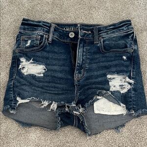 American Eagle Outfitters Dark Blue Ripped Jean Shorts